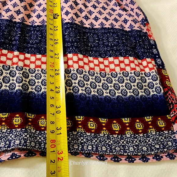 Venus Abstract‎ Print Boho Multicolor Bell Sleeve Romper M|Beach Vacation Lounge - Picture 10 of 10